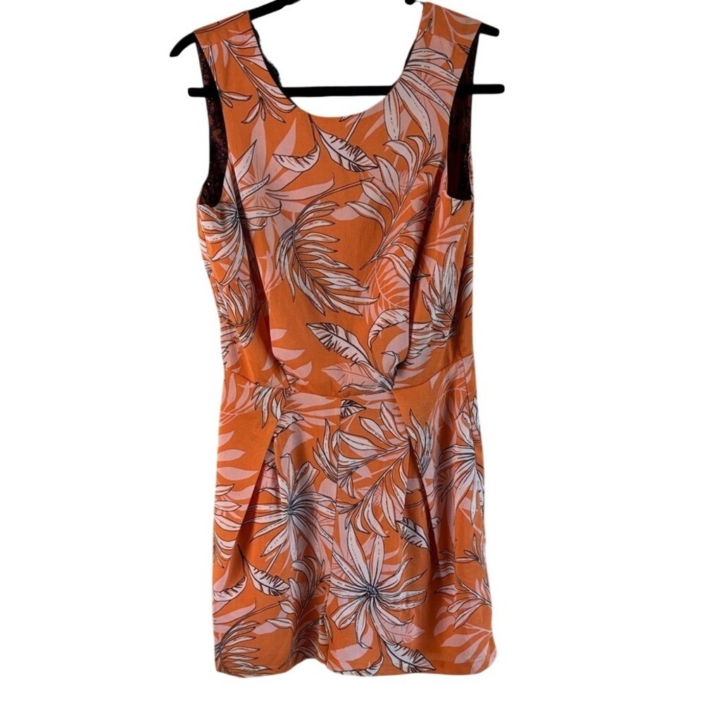 Vero Moda Romper Orange Pink Tropical Floral Womens Size Small Lace Back